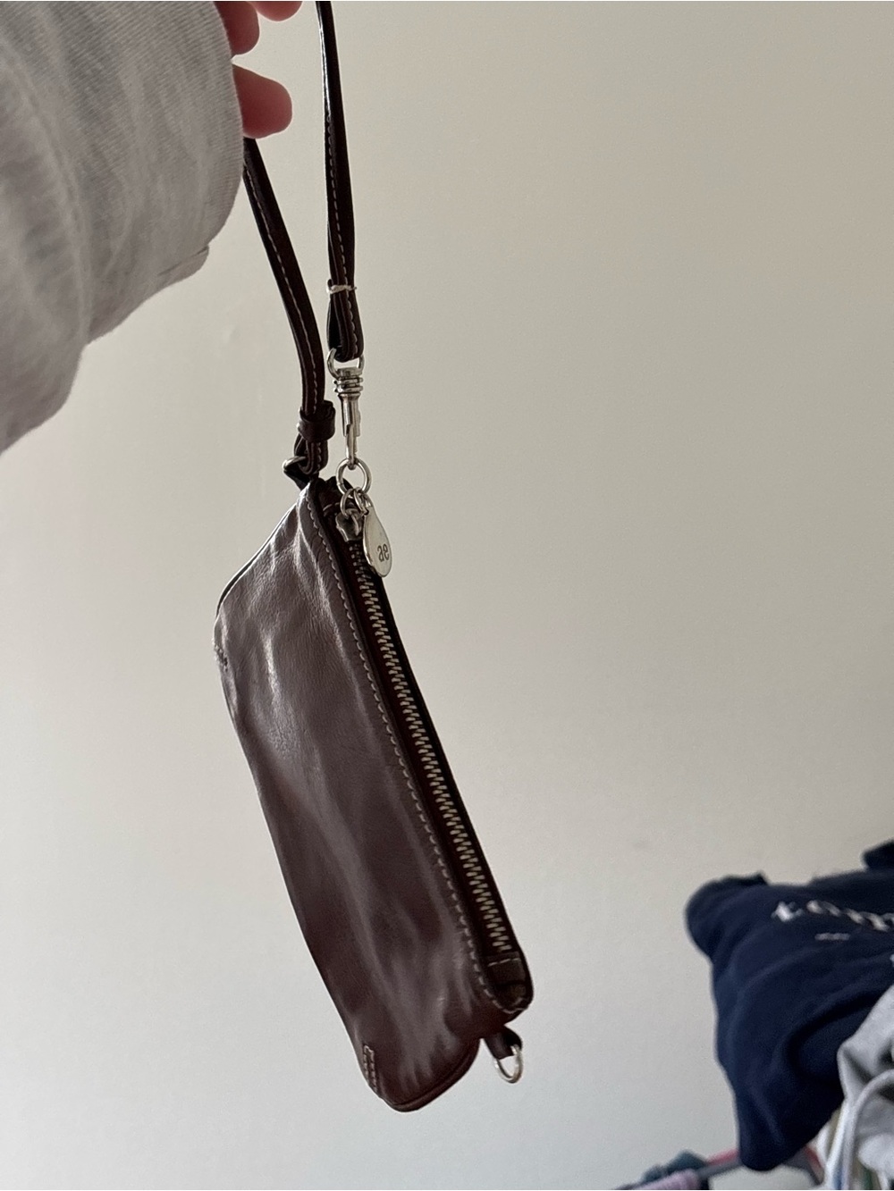 Chocolate Brown Leather Wristlet - Picture 7 of 9